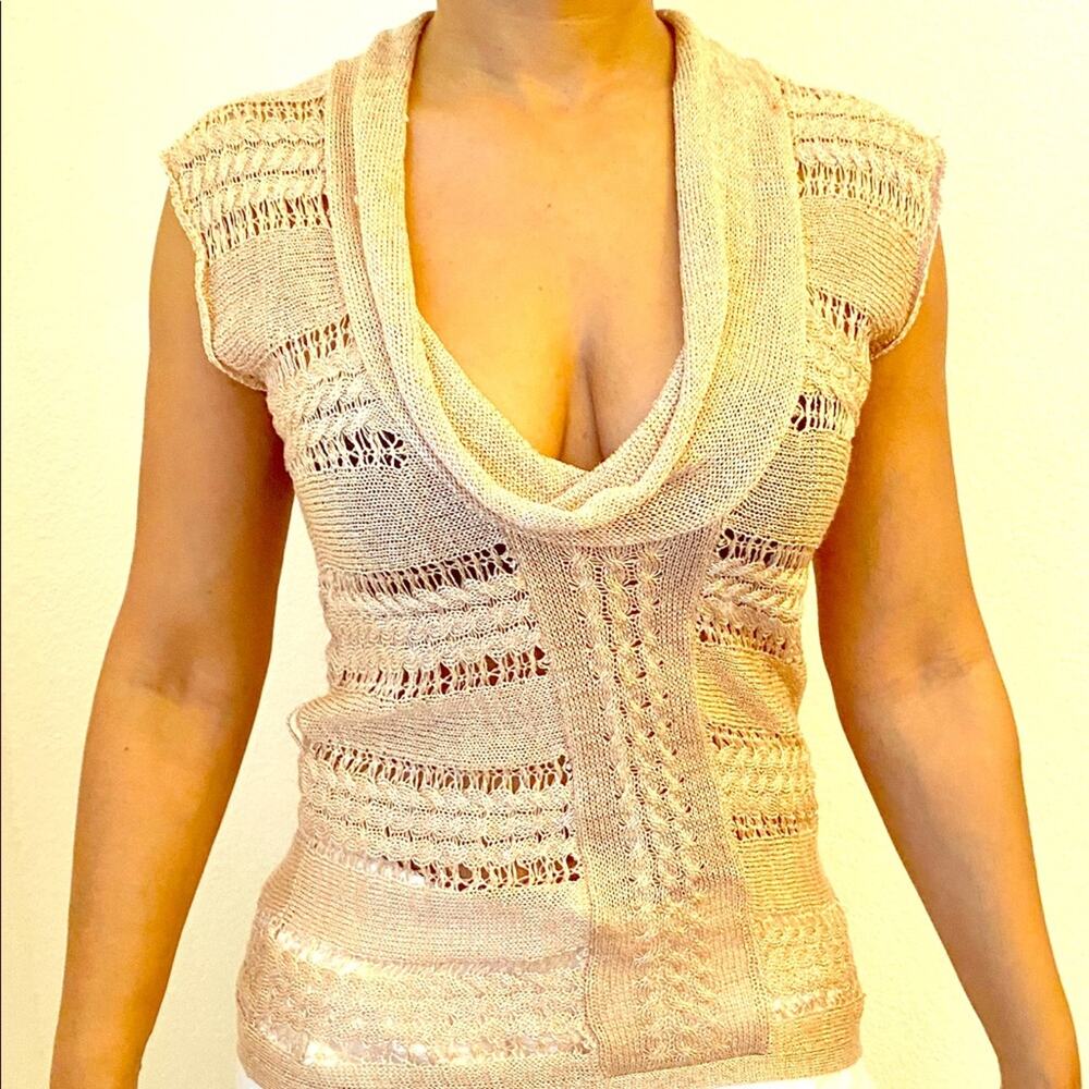 Bebe Knit Cowl Neck Sleeveless Top – Size Small